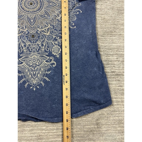Maurices Top Womens XL Blue Short Sleeve Embellished Made in USA Cotton Blend - Picture 6 of 13